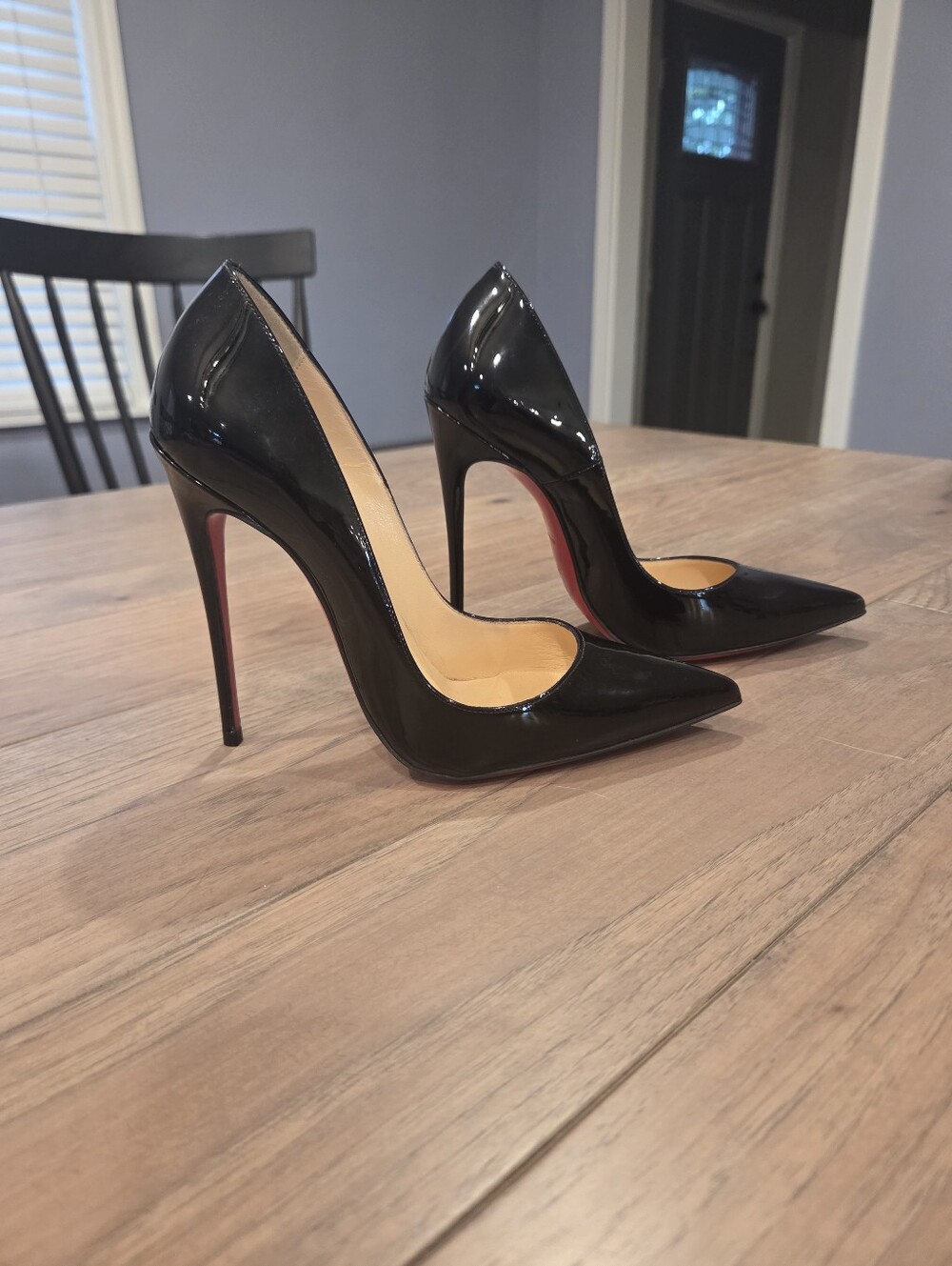 Christian Louboutin So Kate Black Patent Pointed-Toe Stiletto Heels